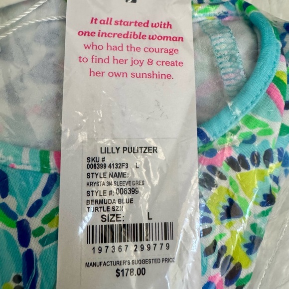 NWT $178 LILLY PULITZER LARGE Krysta Tunic Dress in “Bermuda Blue Turtle” - Picture 8 of 9